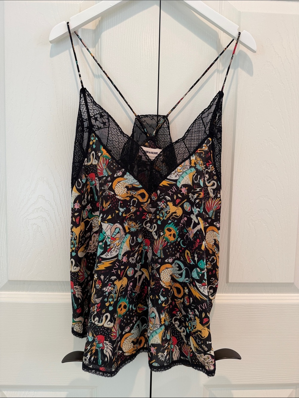 Zadig & Voltaire Christy Camisole Mushroom Snake Print Lace Trim
